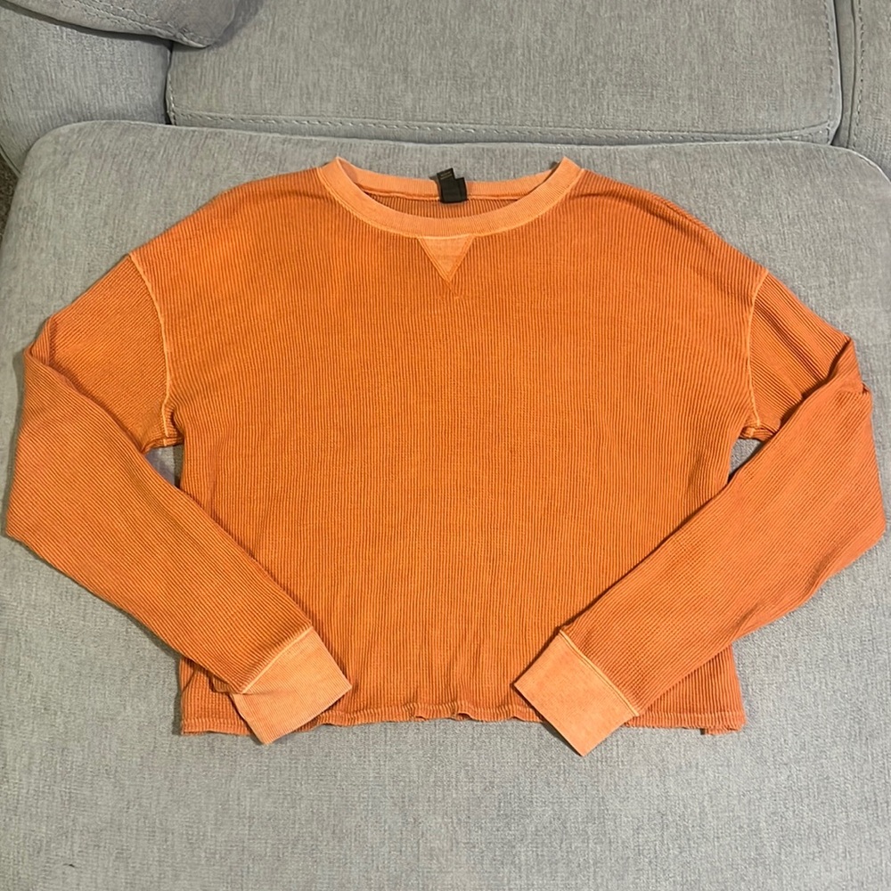 Orange Waffle Texture Long Sleeve